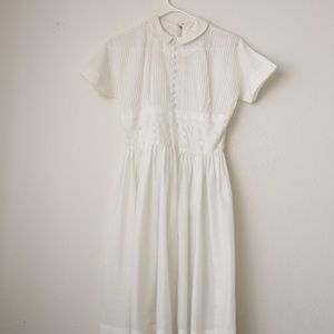 Vintage White Sundress with embroidered buttons